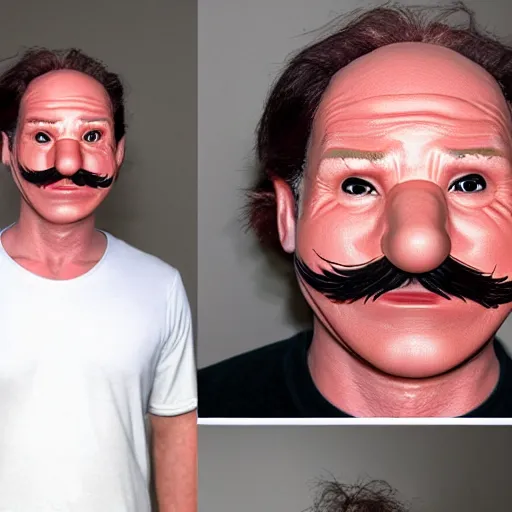 Image similar to mario real world facial reconstruction played by actor not cgi