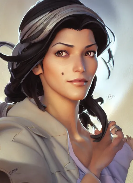 Image similar to ana amari, natural lighting, path traced, highly detailed, high quality, digital painting, by don bluth and ross tran and studio ghibli and alphonse mucha, artgerm