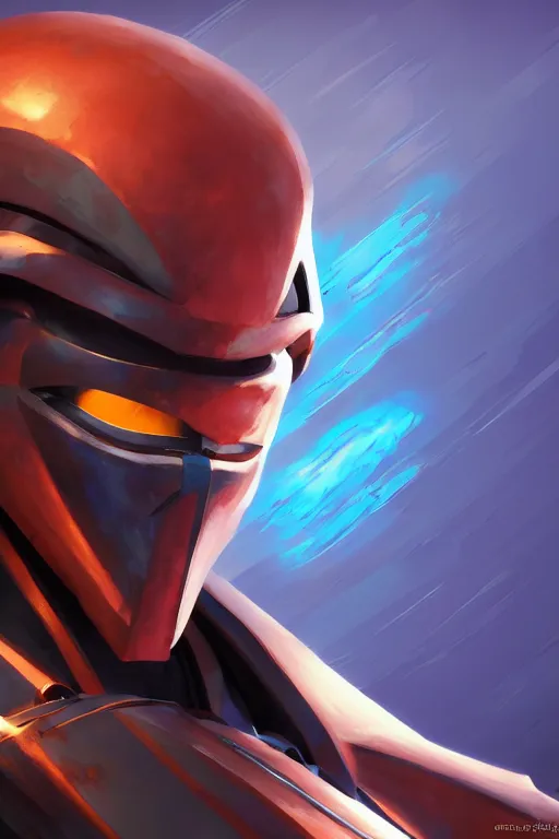 Image similar to epic mask helmet robot ninja portrait stylized as fornite style game design fanart by concept artist gervasio canda, behance hd by jesper ejsing, by rhads, makoto shinkai and lois van baarle, ilya kuvshinov, rossdraws global illumination radiating a glowing aura global illumination ray tracing hdr render in unreal engine 5