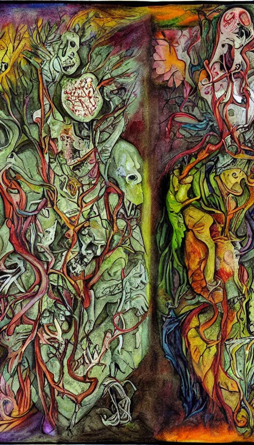 Image similar to life and death mixing together, by schizophrenia patient