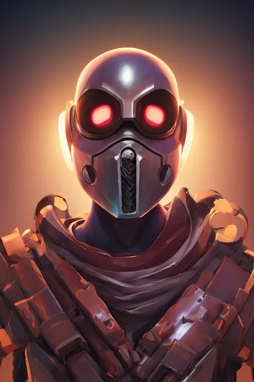 Image similar to epic mask helmet robot ninja portrait stylized as fornite style game design fanart by concept artist gervasio canda, behance hd by jesper ejsing, by rhads, makoto shinkai and lois van baarle, ilya kuvshinov, rossdraws global illumination radiating a glowing aura global illumination ray tracing hdr render in unreal engine 5