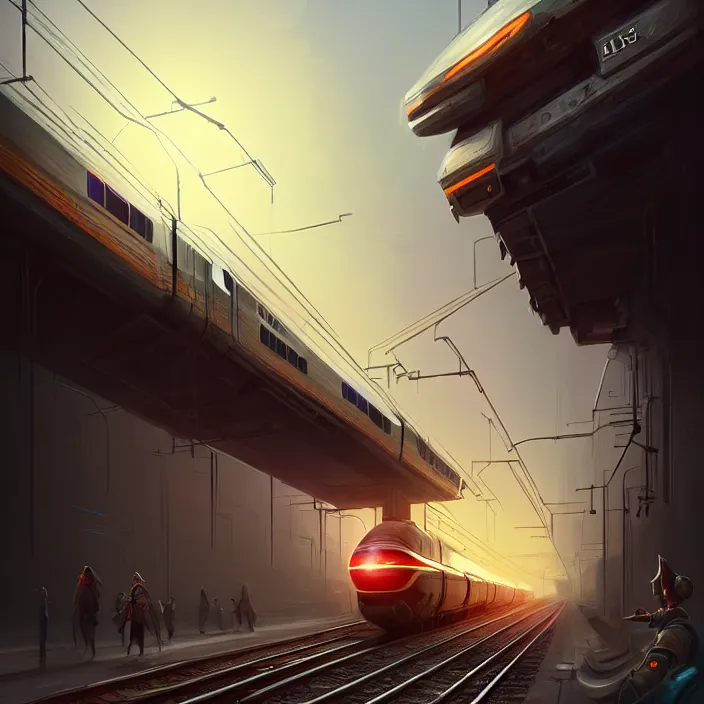 Image similar to epic professional digital art of 🚅, best on artstation, cgsociety, wlop, Behance, pixiv, cosmic, epic, stunning, gorgeous, much detail, much wow, masterpiece by Dorian Cleavanger and Stanley Lau