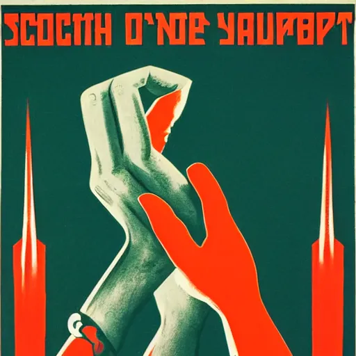 Image similar to 1984 Soviet propaganda poster depicting the danger of free speech