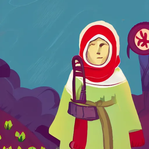 Prompt: a babushka in the style of a quaint wholesome indie game that costs ten dollars and has an undercurrent of trauma