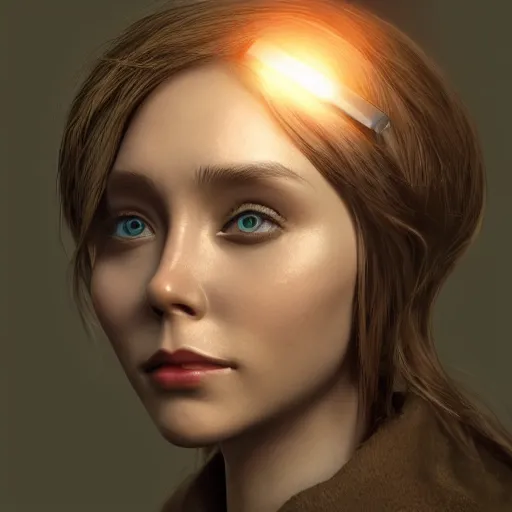 Image similar to anthropomorphic lightbulb has an elizabeth olsen face, trending on zbrush, unreal engine 5, cgsociety contest winner, intricate, detailed, 4 k quality, concept art