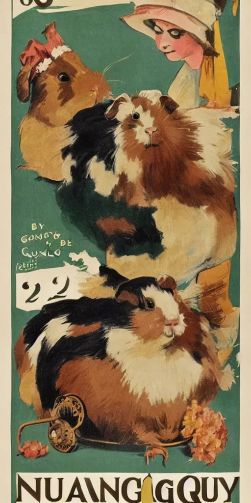 Image similar to a 1 9 2 0 s poster advertising guinea pigs