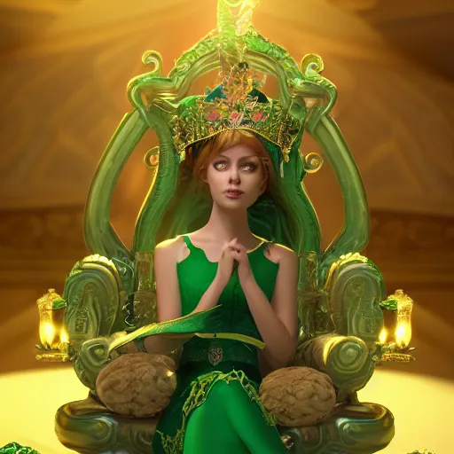 Image similar to wonderful princess of emerald with fair skin, ornate 8 k gorgeous intricate detailed, accent lighting, dramatic light, octane render