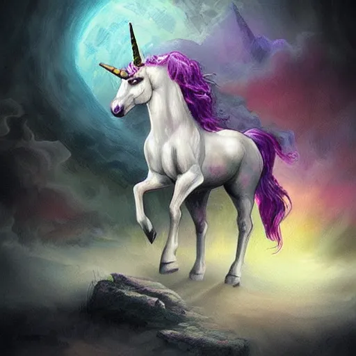 Prompt: an evil unicorn, fantasy art