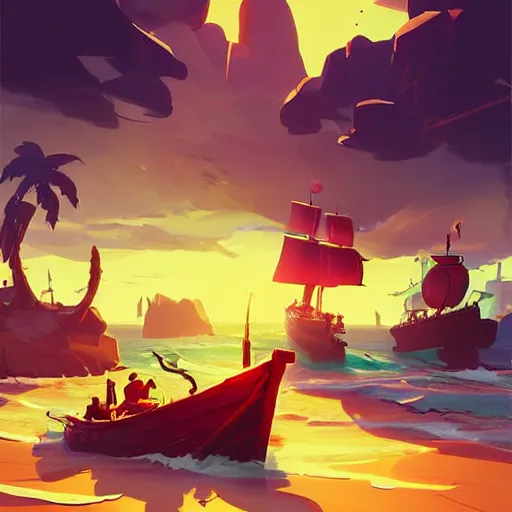 Image similar to painting treasure on sea of thieves game smooth median photoshop filter cutout vector, behance hd by jesper ejsing, by rhads, makoto shinkai and lois van baarle, ilya kuvshinov, rossdraws global illumination