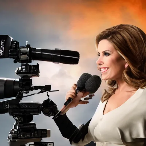 Prompt: cinematic studio photograph of a medieval era fox news anchorwoman at work, by fox news in ancient europe