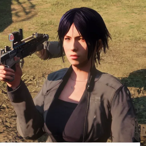 Image similar to ghost in the shell in red dead redemption 2