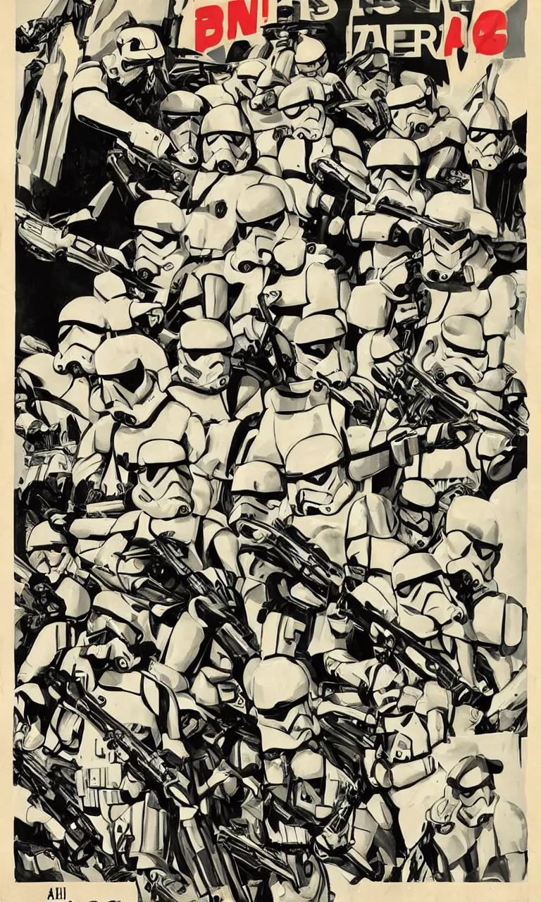Image similar to a propaganda poster made by the Galactic Empire recruiting stormtroopers to join the army, in the style of the “I want YOU” poster