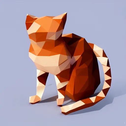 Prompt: cat, white background, isometric, low poly