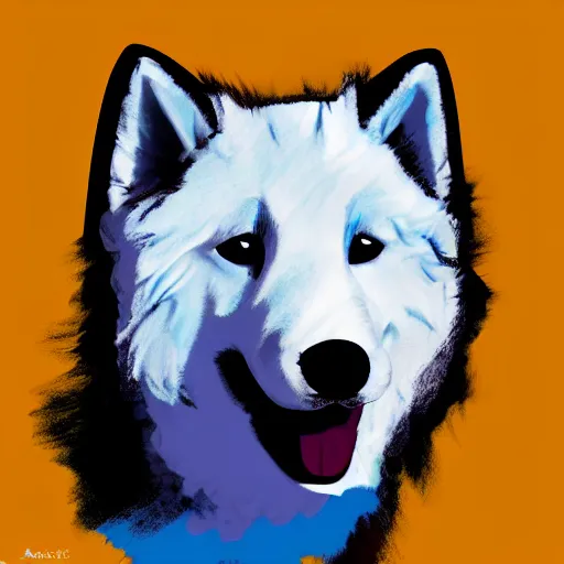 Image similar to a samoyed by andy warhol, digital art, trending on artstation