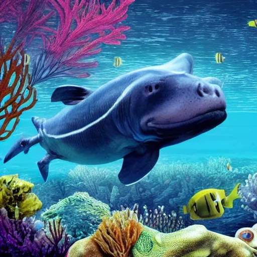 Image similar to a huge and fictional underwater animal