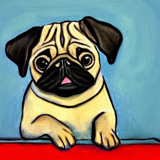 Image similar to A cute pug painted by Matisse