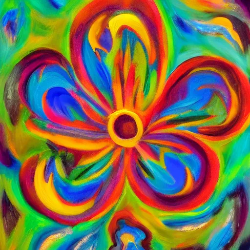 Image similar to abstract oil painting of flower made out of organic shapes merging