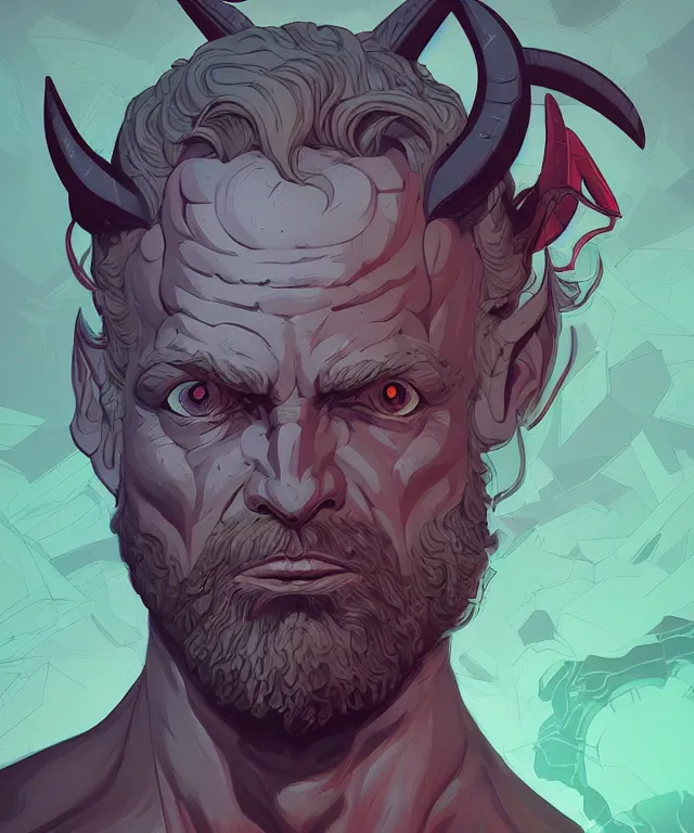 Image similar to a portrait of a half zeus half devil, fantasy, elegant, digital painting, artstation, concept art, matte, sharp focus, illustration, art by josan gonzalez