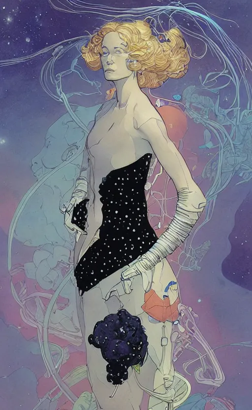 Image similar to a beautiful woman in a future space suit artwork by james jean, Phil noto and rebecca guay