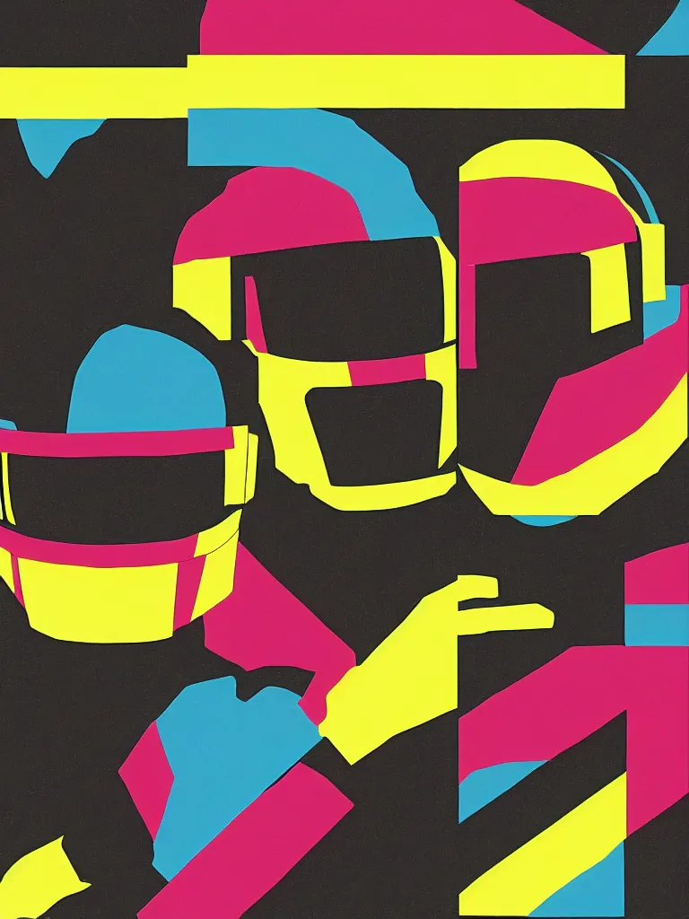 Image similar to Daft Punk abstract minimal art, inspired by Andy Warhol