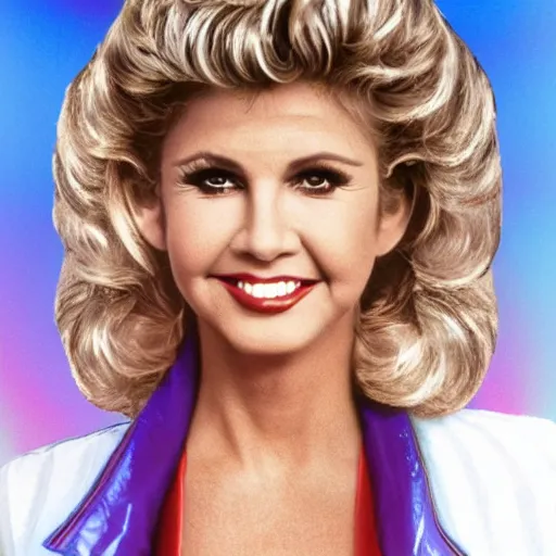 Image similar to Sandy (Grease) tribute photo, Olivia Newton John, soft lights, stardust, 8k