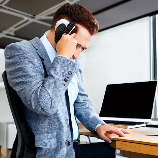 Prompt: of a office worker typing on a computer distressed