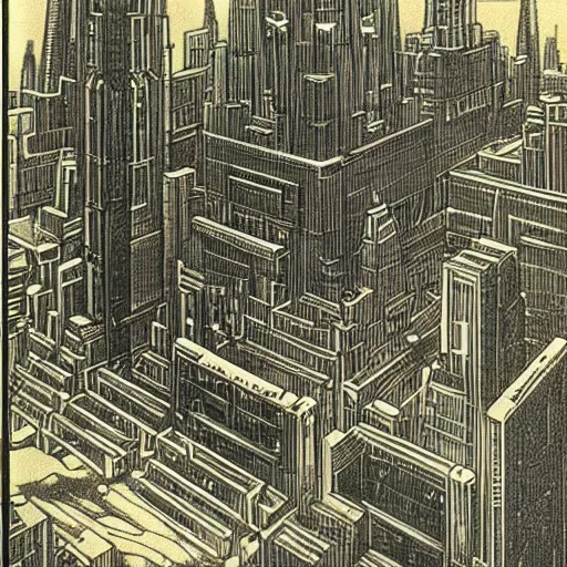 Prompt: a Beautiful sprawling city in the style of metropolis by Hugh Ferriss