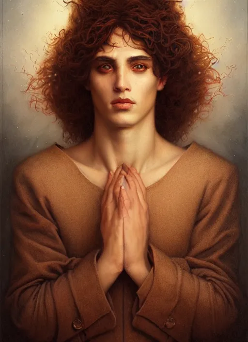 Image similar to portrait of a handsome magical latin boy, by agostino arrivabene and tom bagshaw and manuel sanjulian