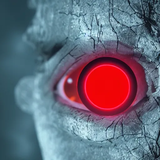 Image similar to An octane render of many pairs of glowing red eyes in a dark forest