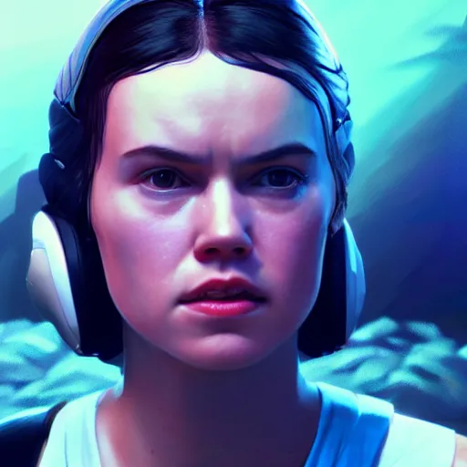 Image similar to daisy ridley ( star wars ), colorful oil painting, unreal 5, daz, hyperrealistic, octane render, rpg portrait, dynamic lighting, fantasy art, beautiful face