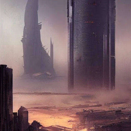 Image similar to dubai 2 0 3 0, dystopia, by greg rutkowski