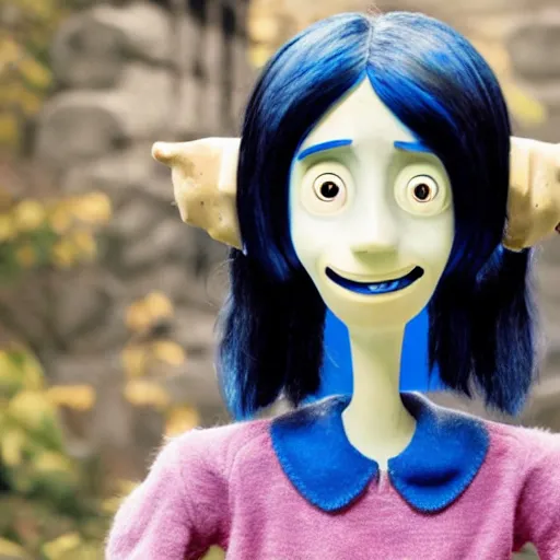 Image similar to coraline as a real person, 8 k, hd image