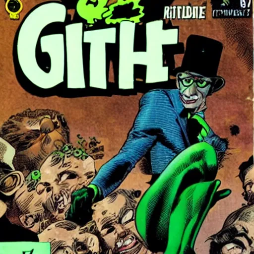 Prompt: the riddler on the cover of a comic book