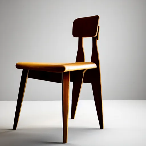 Image similar to midcentury modern wooden chair in the style of mies van der rough high end photoshoot