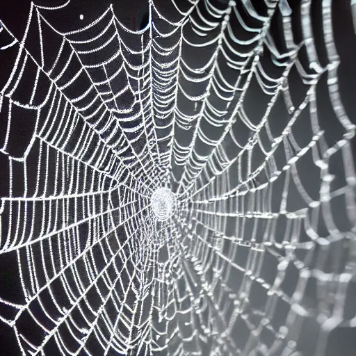 Prompt: hypnotic spider web with water drops on it. high details. volumetric lighting. high DOF. unreal engine. artstation trending. photorealistic