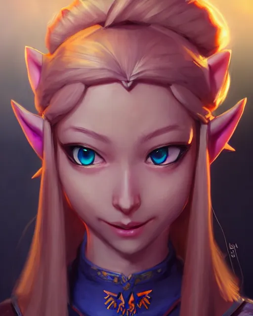 Image similar to character concept art of zelda | | cute - fine - face, pretty face, realistic shaded perfect face, fine details by stanley artgerm lau, wlop, rossdraws, james jean, andrei riabovitchev, marc simonetti, and sakimichan, tranding on artstation