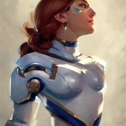 Image similar to greg manchess portrait painting of partially armored emma grace frost overwatch character, medium shot, asymmetrical, profile picture, organic painting, sunny day, matte painting, bold shapes, hard edges, street art, trending on artstation, by huang guangjian and gil elvgren and sachin teng