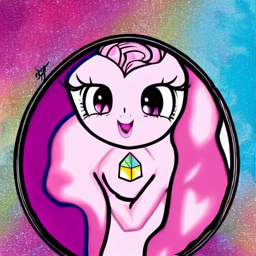 Prompt: Pinkie Pie 💓🐴 trapped inside a crystal ball 🔒🔮 🎨🖌️