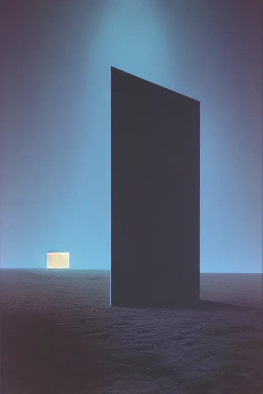 Image similar to emissary space by arthur haas and bruce pennington and john schoenherr, cinematic neon matte painting, minimal modern, james turrell building, photo realism, dark moody color palate,