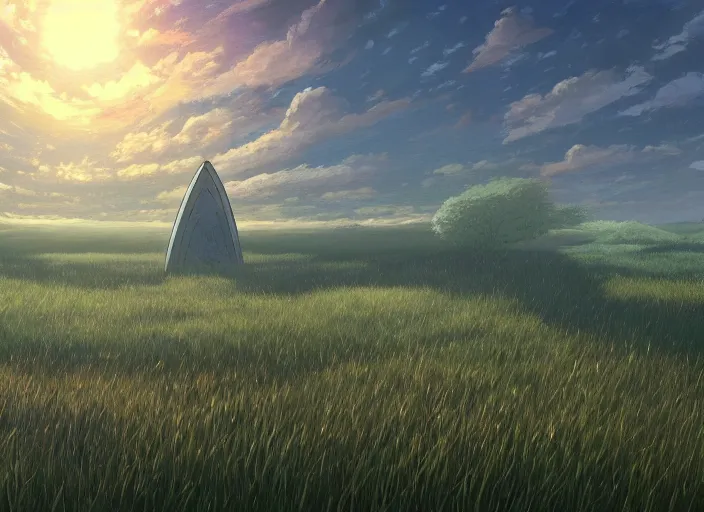Prompt: close-up of a multi-dimensional portal leading to many worlds in a grassy plain, a fantasy digital painting by Makoto Shinkai, trending on Artstation, highly detailed