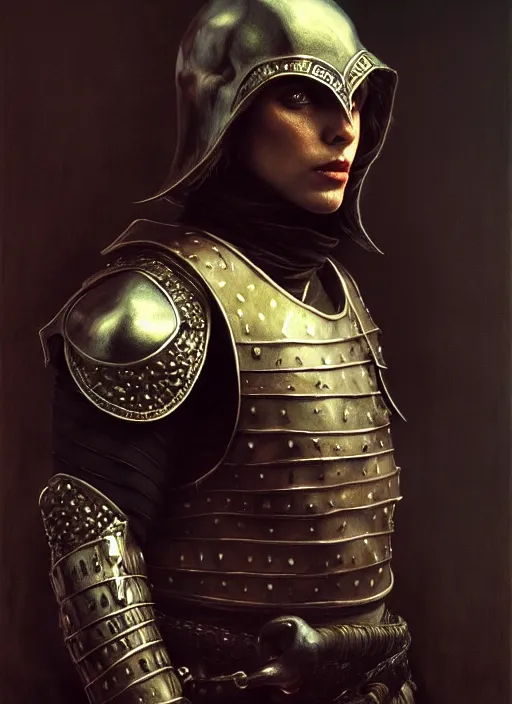 Image similar to male thief, dagger, leather armor, full body, hyper realistic, extremely detailed, dnd character art portrait, dark fantasy art, intricate fantasy painting, dramatic lighting, vivid colors, deviantart, artstation, by edgar maxence and caravaggio and michael whelan and delacroix.