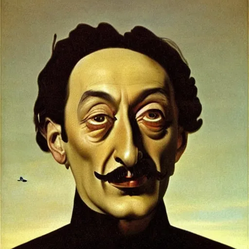 Prompt: portrait of Salvador Dali in the style of Joseph Wright of Derby