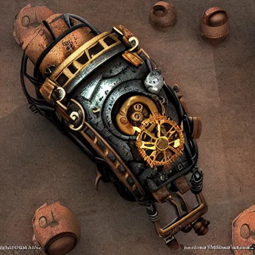 Image similar to A steampunk wristband that launches out a grapple using steam canisters, epic fantasy art style HD