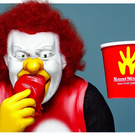 Image similar to ronald mcdonald puking vomiting