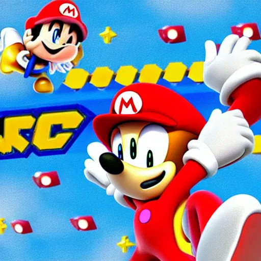 Image similar to sonic the hedgehog in mario