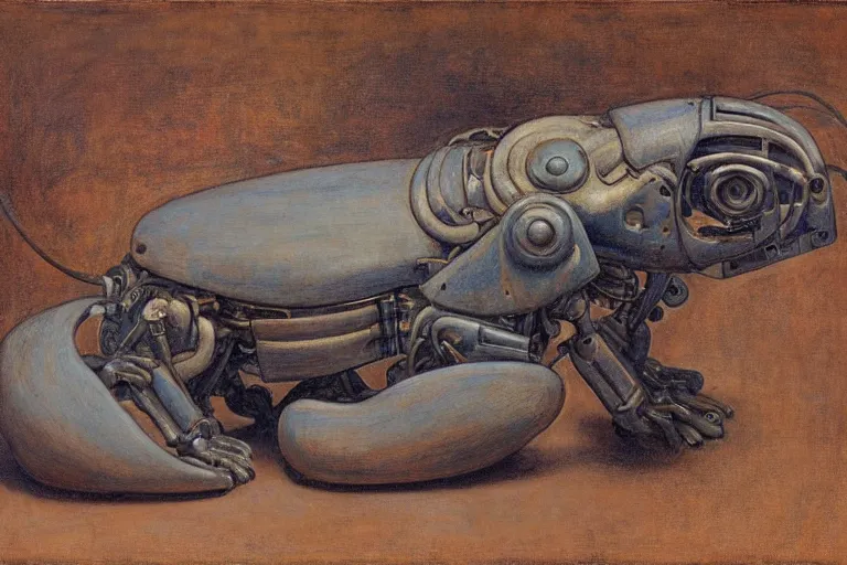 Prompt: mechanical robot rat, simplicity, elegant, by annie swynnerton and diego rivera and elihu vedder, symbolist, dramatic lighting, art brut, soft cool colors, smooth, sharp focus, extremely detailed, adolf wolfli and ( donato giancola )