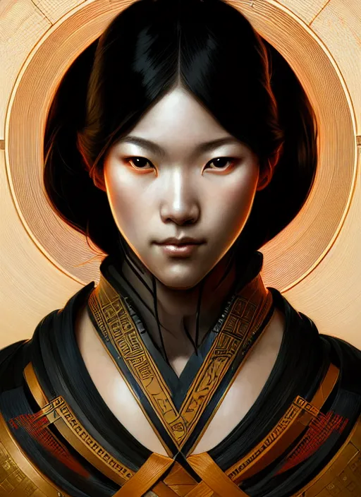 Prompt: symmetry!! portrait of a japanese warrior, tech wear, glowing lights!! intricate, elegant, highly detailed, digital painting, artstation, concept art, smooth, sharp focus, illustration, art by artgerm and greg rutkowski and alphonse mucha