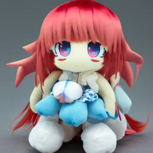 Image similar to cute fumo plush of the girl who loves to collect seashells at the seashore, anime girl