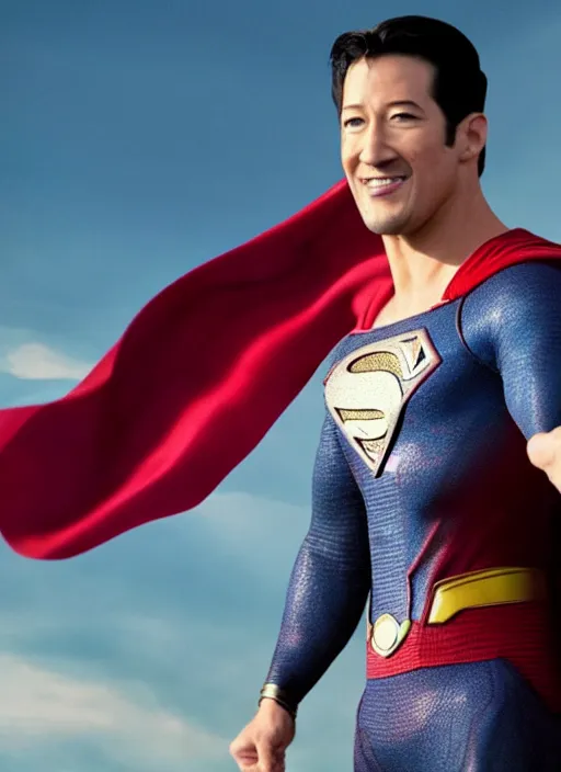 Image similar to film still of Markiplier as Superman in Superman, 4k