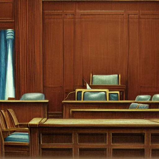 Image similar to courtroom art of the defendant, digital art